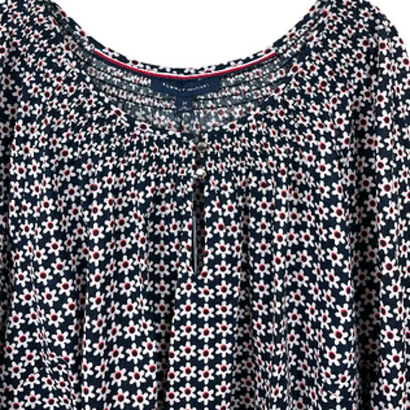 Tommy Hilfiger Cotton Smocked Floral-Print Top size 2X - Picture 6 of 11